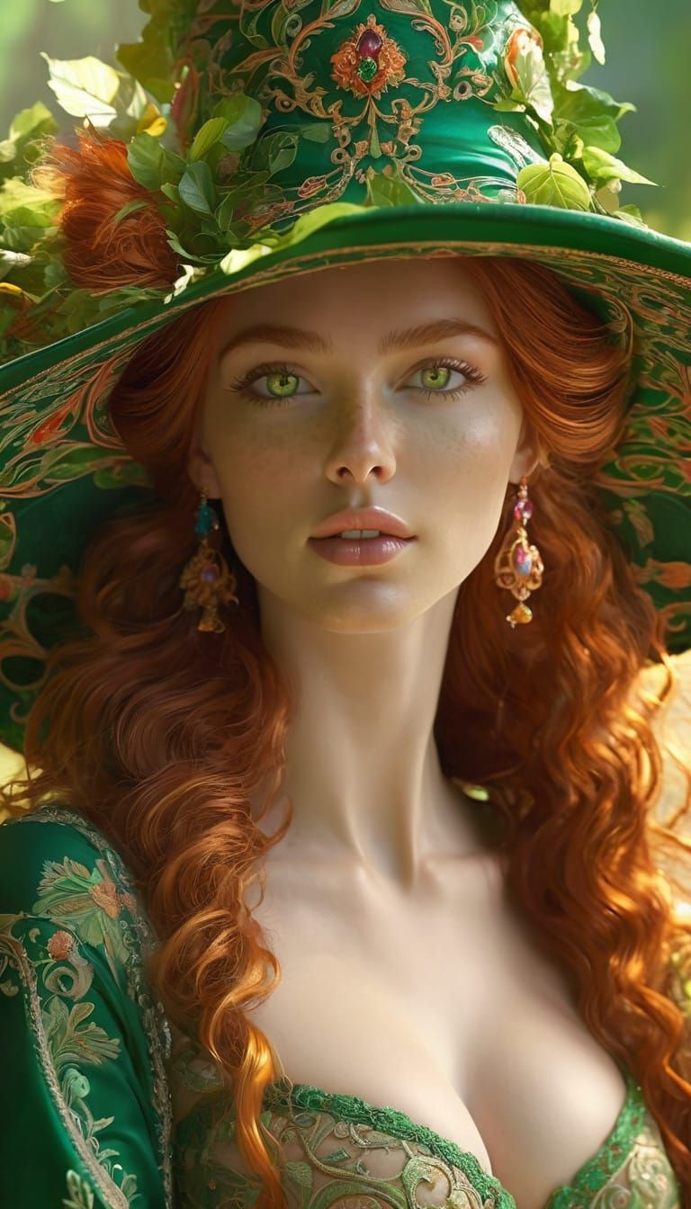 Vibrant Redheaded Beauty in a Whimsical Dreamworld
