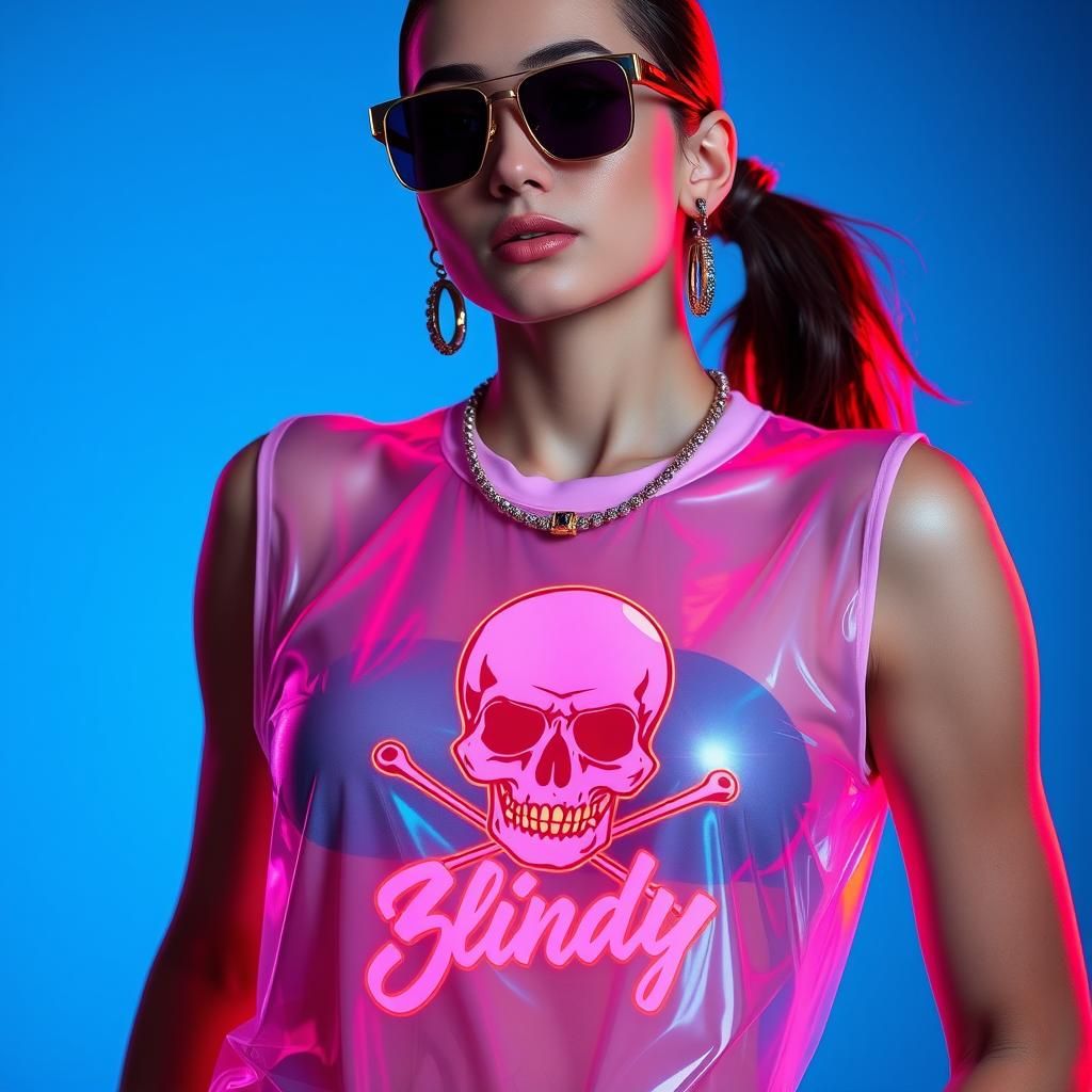 Model in Neon T-Shirt: Futuristic Digital Art