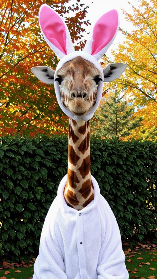 Giraffe in Bunny Costume for Halloween