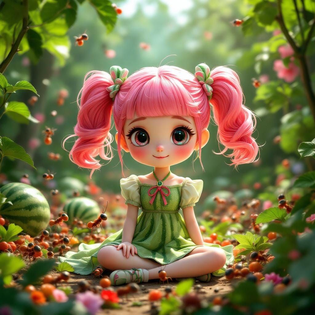 Watermelon Girl in 3D Anime Art Style