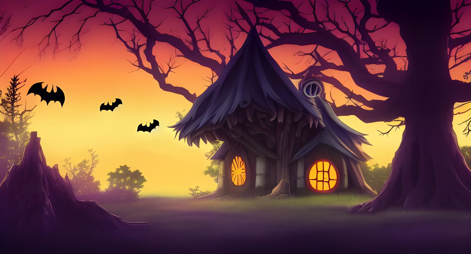 Halloween Forest in Anime Style