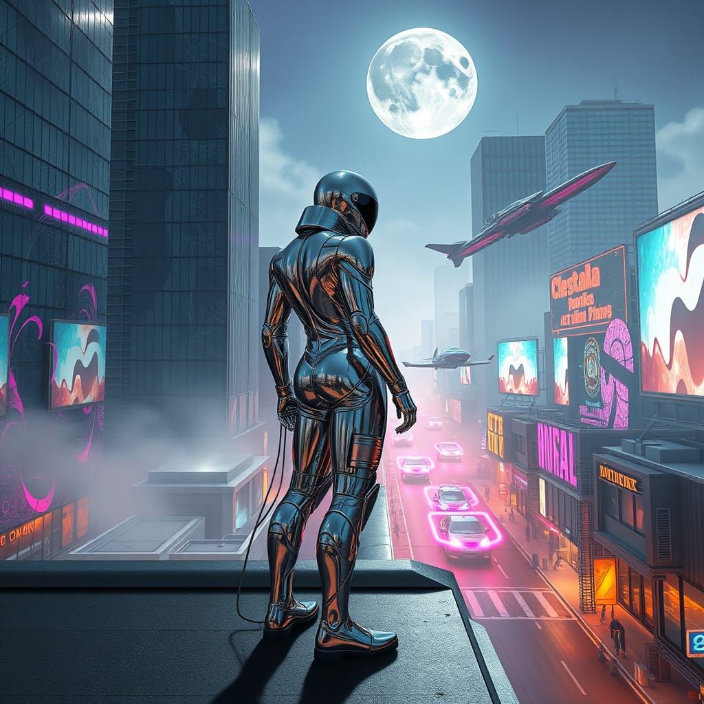 Gleaming Cyberpunk Metropolis at Twilight