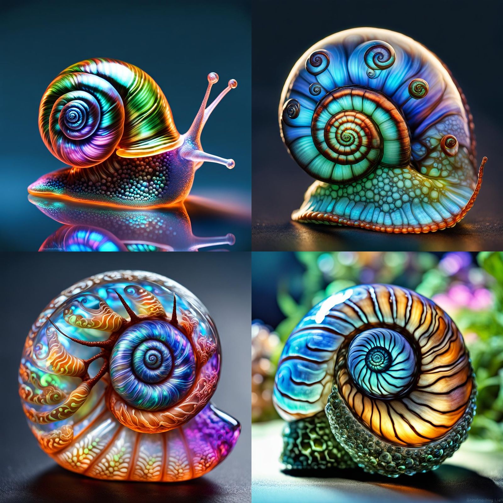 Bioluminescent Plants in Glass Snail Shell