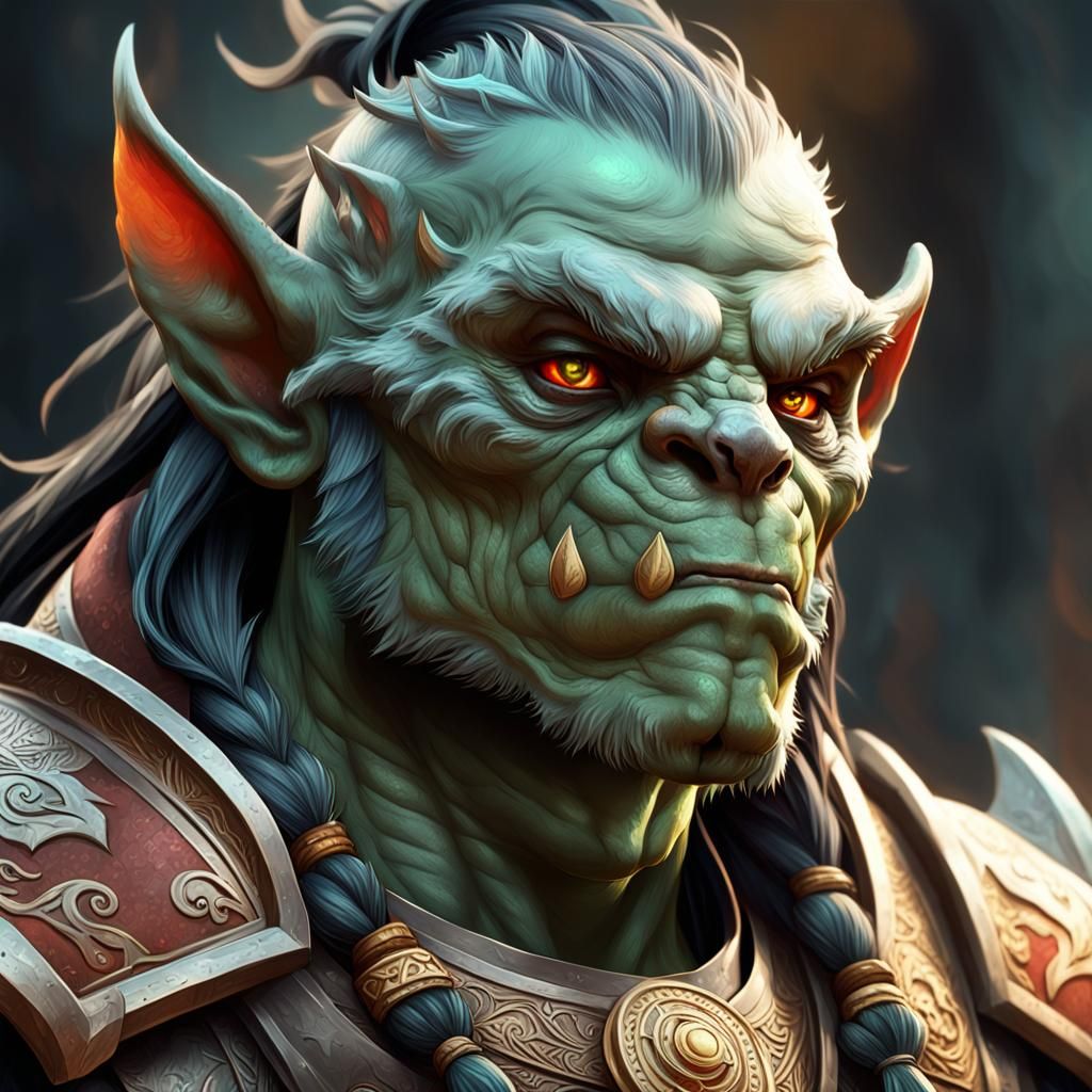 Kitsune Orc Hybrid Portrait in Hyperdetailed Style
