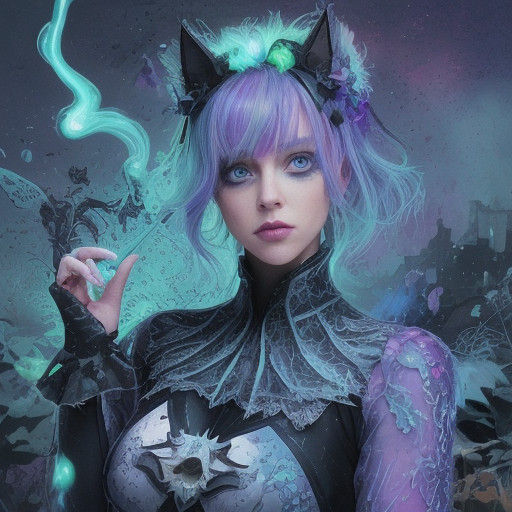 Dark Cityscape with Joker, Batman, and a Bioluminescent Drag...