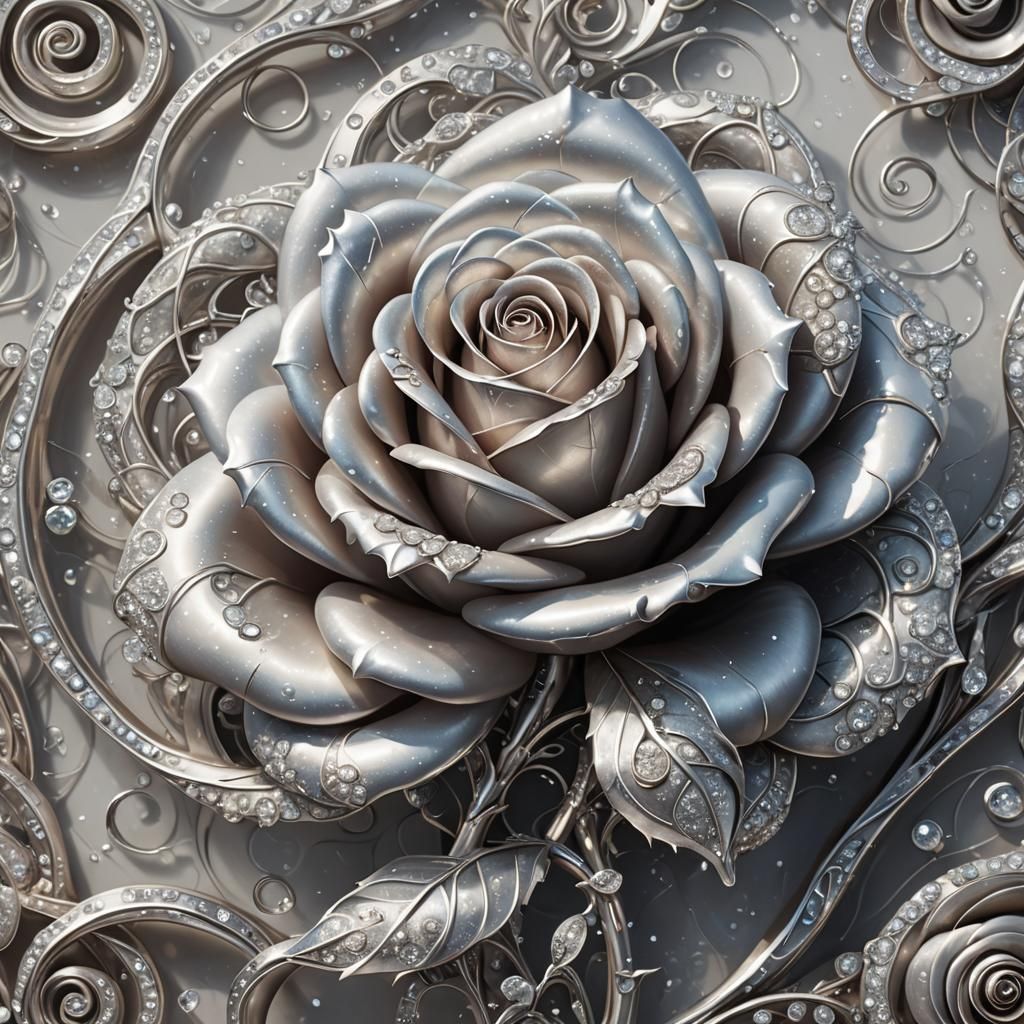 Diamond Rose Infinity Symbol in Fantasy Style