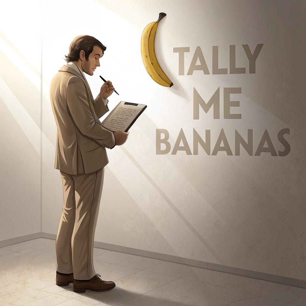 Contemplative Man and Banana Art Installation