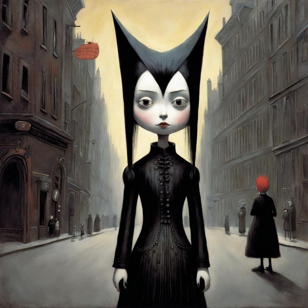 Goth Punk Girl in Graphic Novel Style