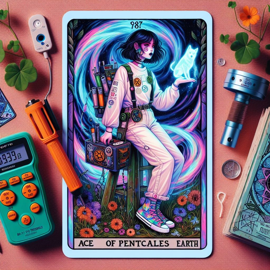 Earthy Ace of Pentacles Tarot Card Illustration
