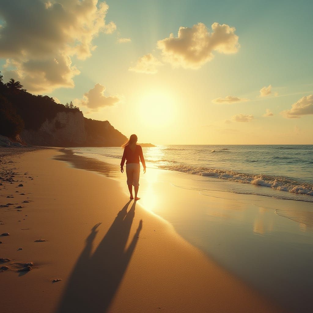 Vintage Beach Sunset: A Nostalgic Seascape