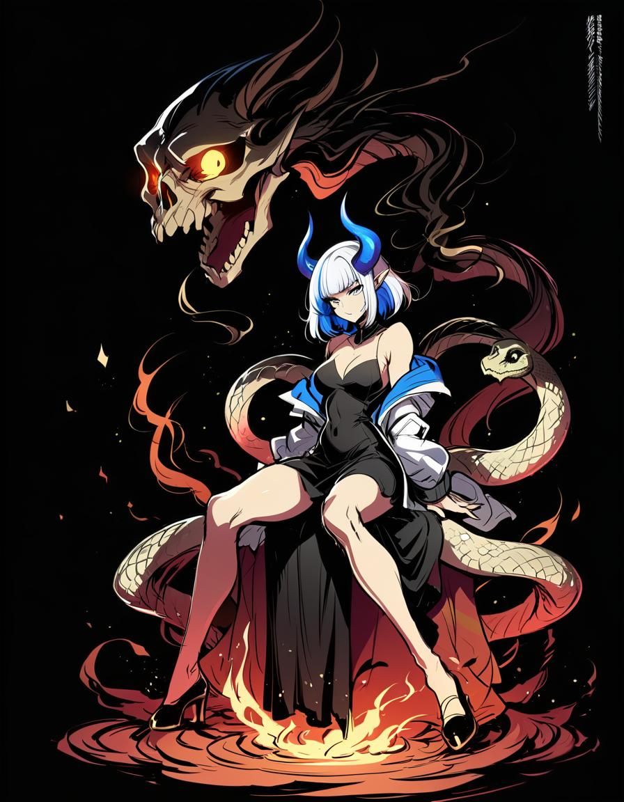 Cyberpunk Cyborg Snake Handler in Sci-Fi Style