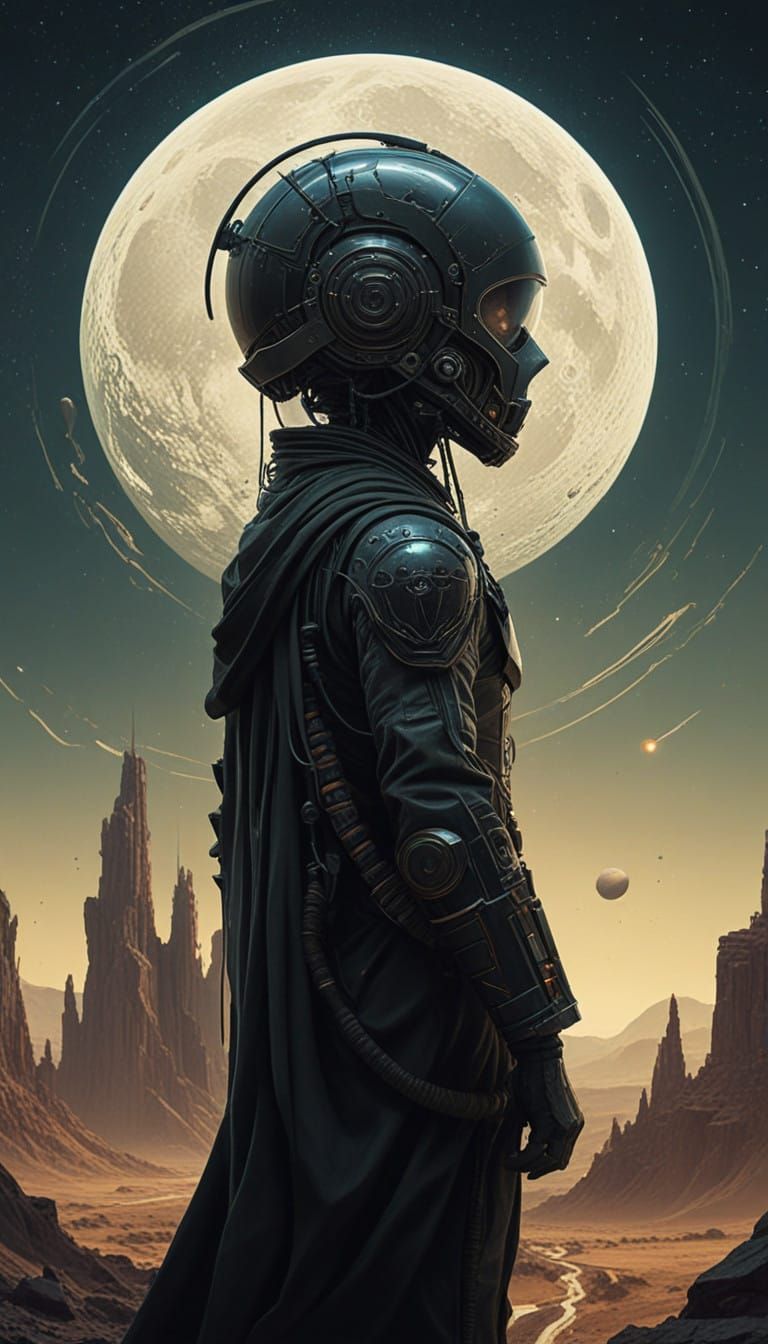 Whimsical Alien in Ominous Cosmic Landscape by Digital Artis...