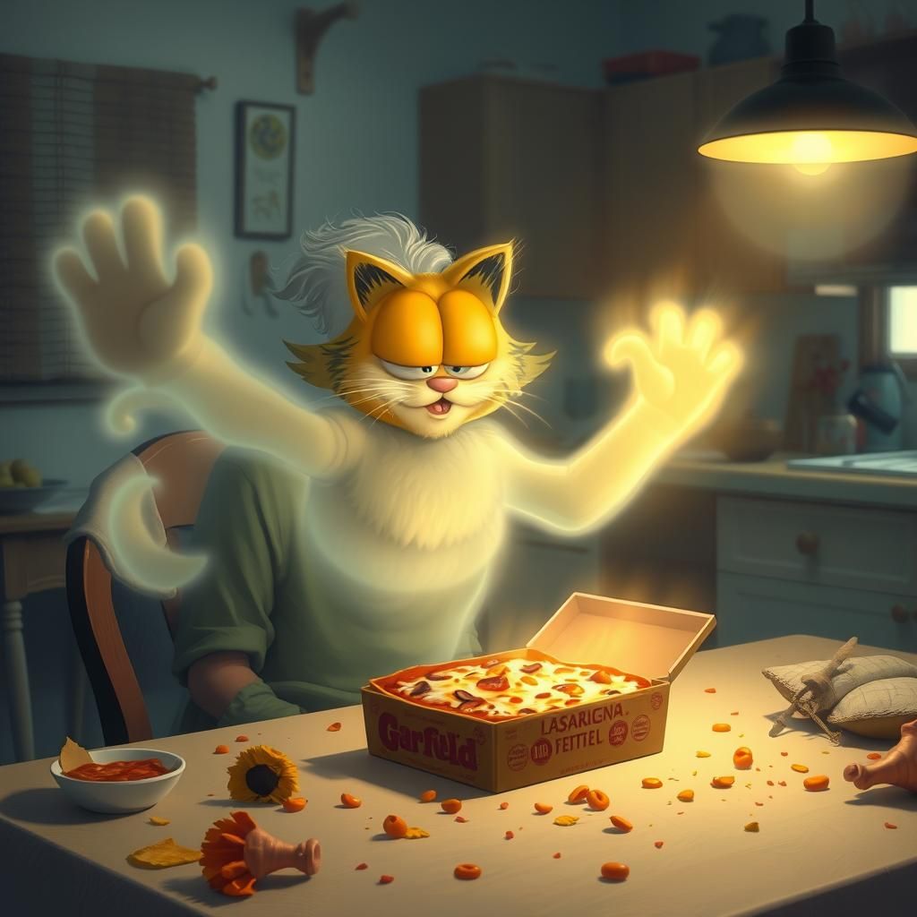 Garfield's Ghostly Specter Teasing Jon in Kitchen