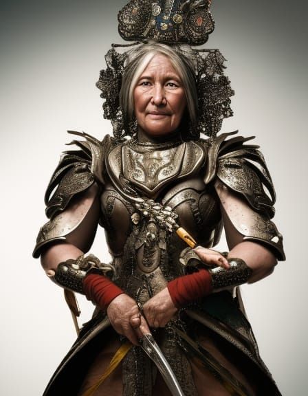 Armored Elderly Woman Warrior Portrait