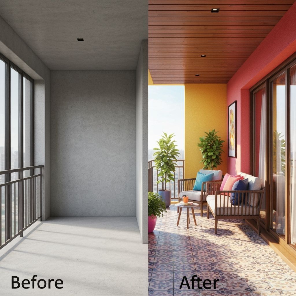 Stunning Balcony Renovation: Before and After 3D Render
