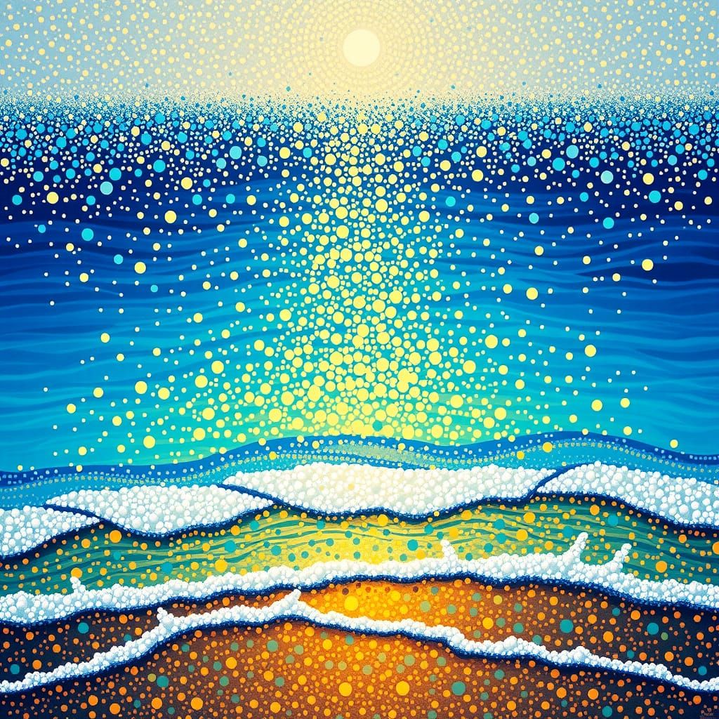 pointillism, the beach