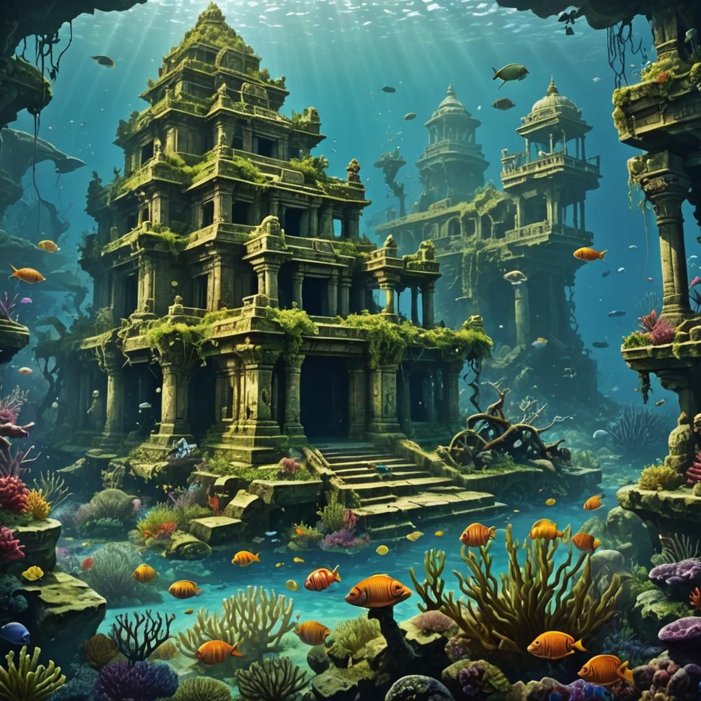Underwater Temple Ruins and Shipwreck