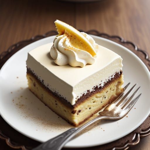 Delicious 3 Layer Tiramisu Cake in Warm Golden Light