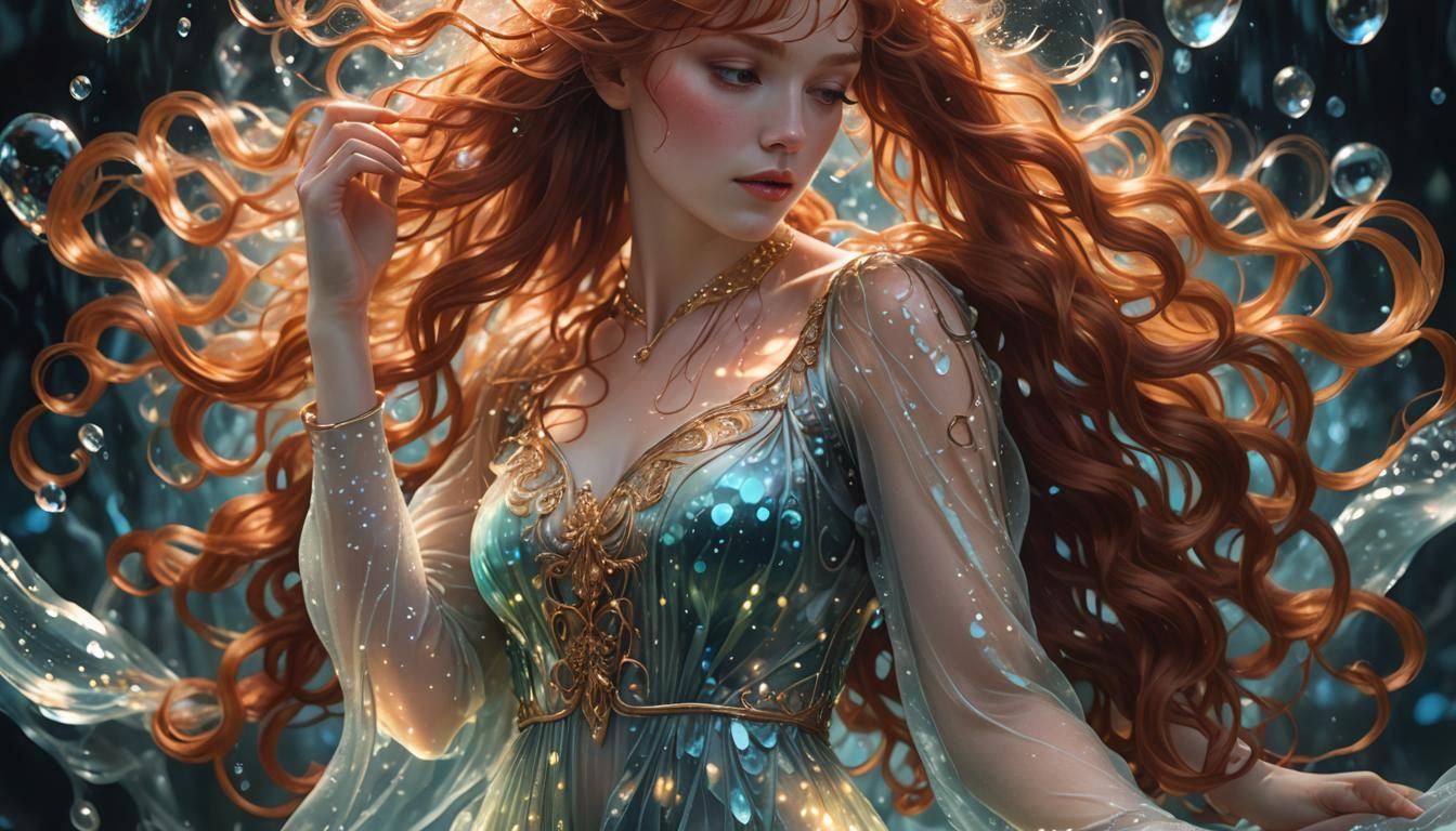 Bioluminescent Water Dress: Hyperrealistic Digital Art