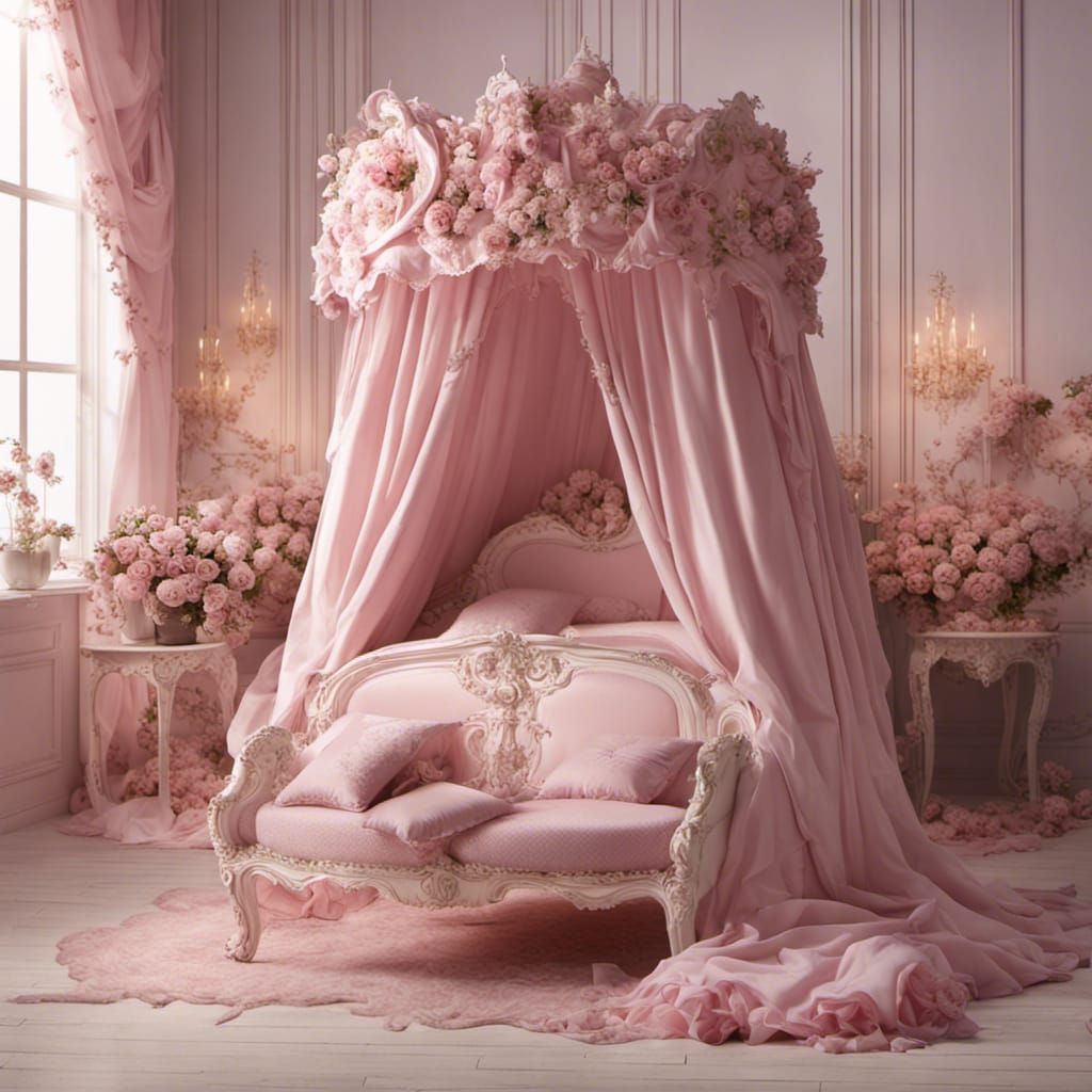 Rococo Canopy Bed Fit for a Princess