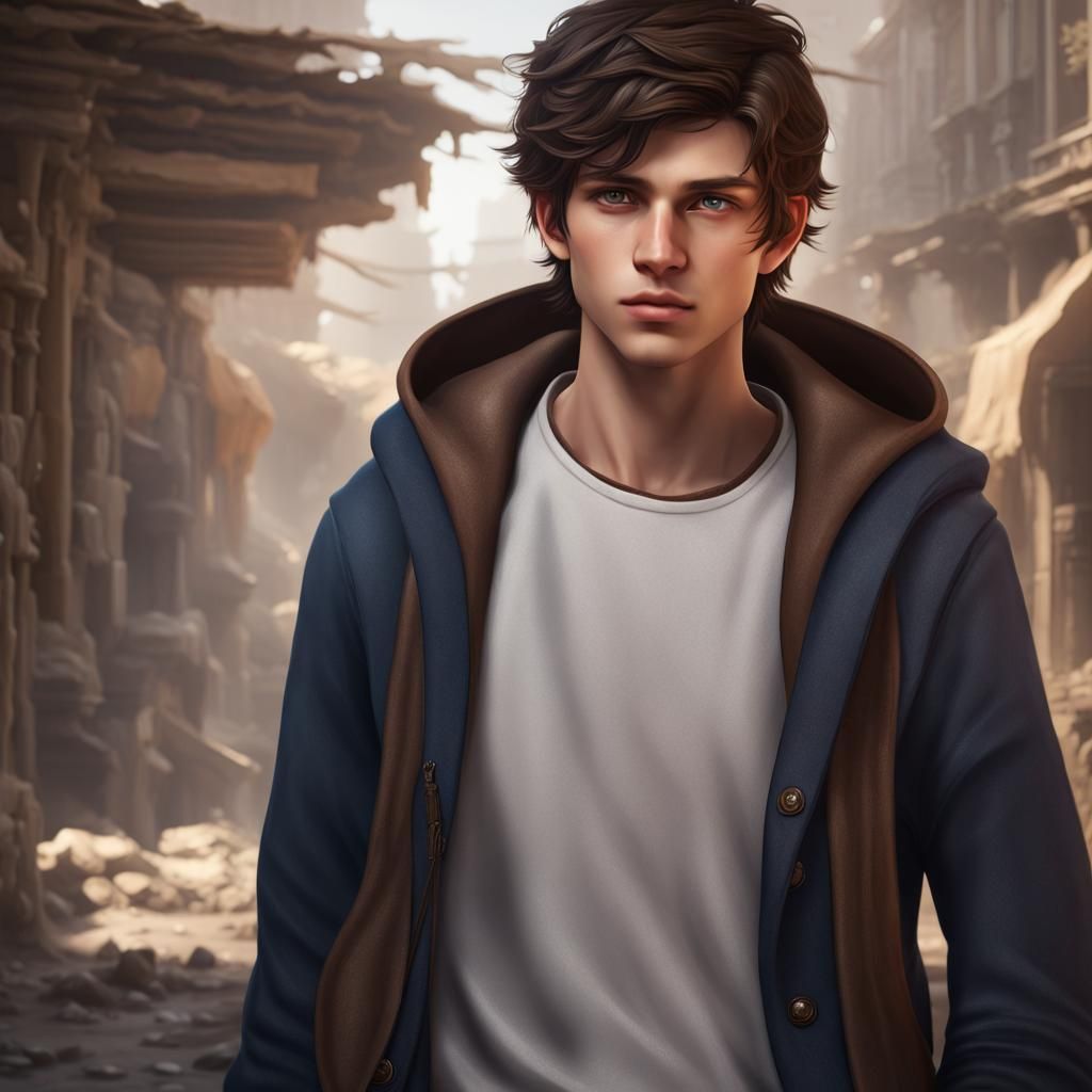 Handsome Teenager in Detailed Matte Painting