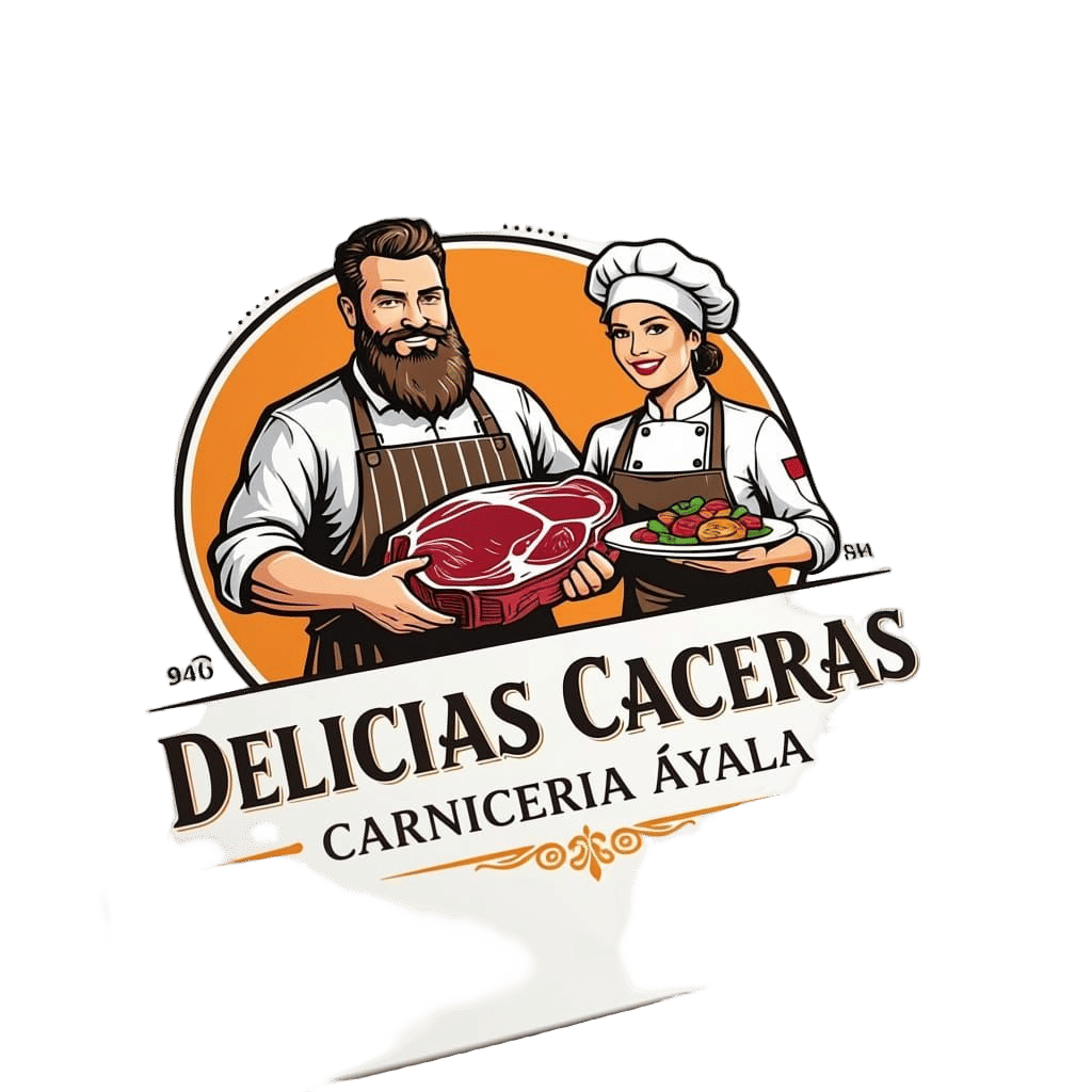 Butcher and Chef Vector Logo for Delicias Caceras