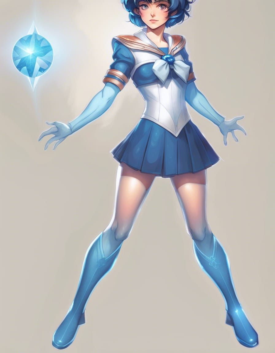 Sailor Mercury Portrait in Hyperdetailed Digital Art