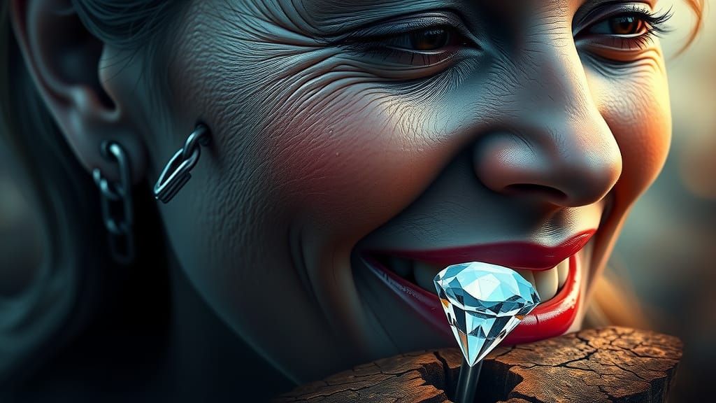 Hyper-Realistic Digital Portrait with Tears and Whimsical Ey...