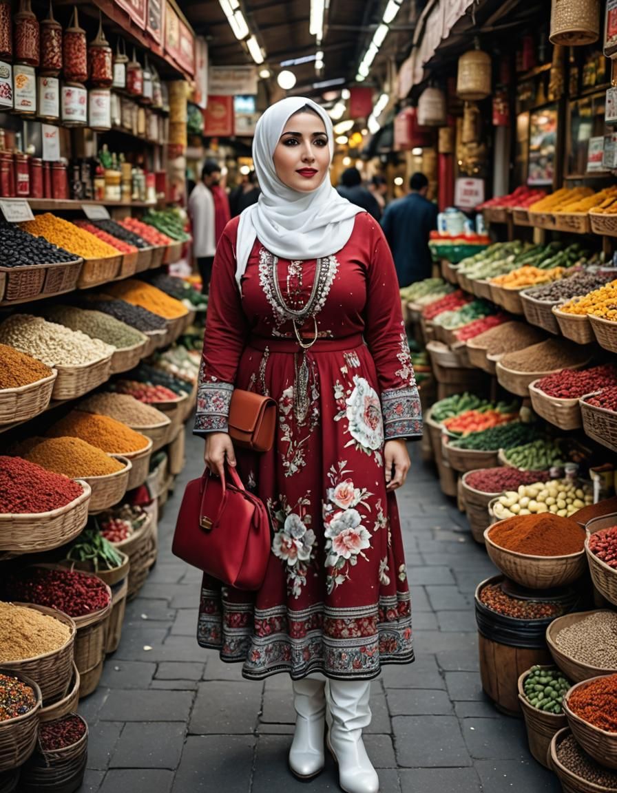 Middle Eastern Woman in Spice Market Portrait