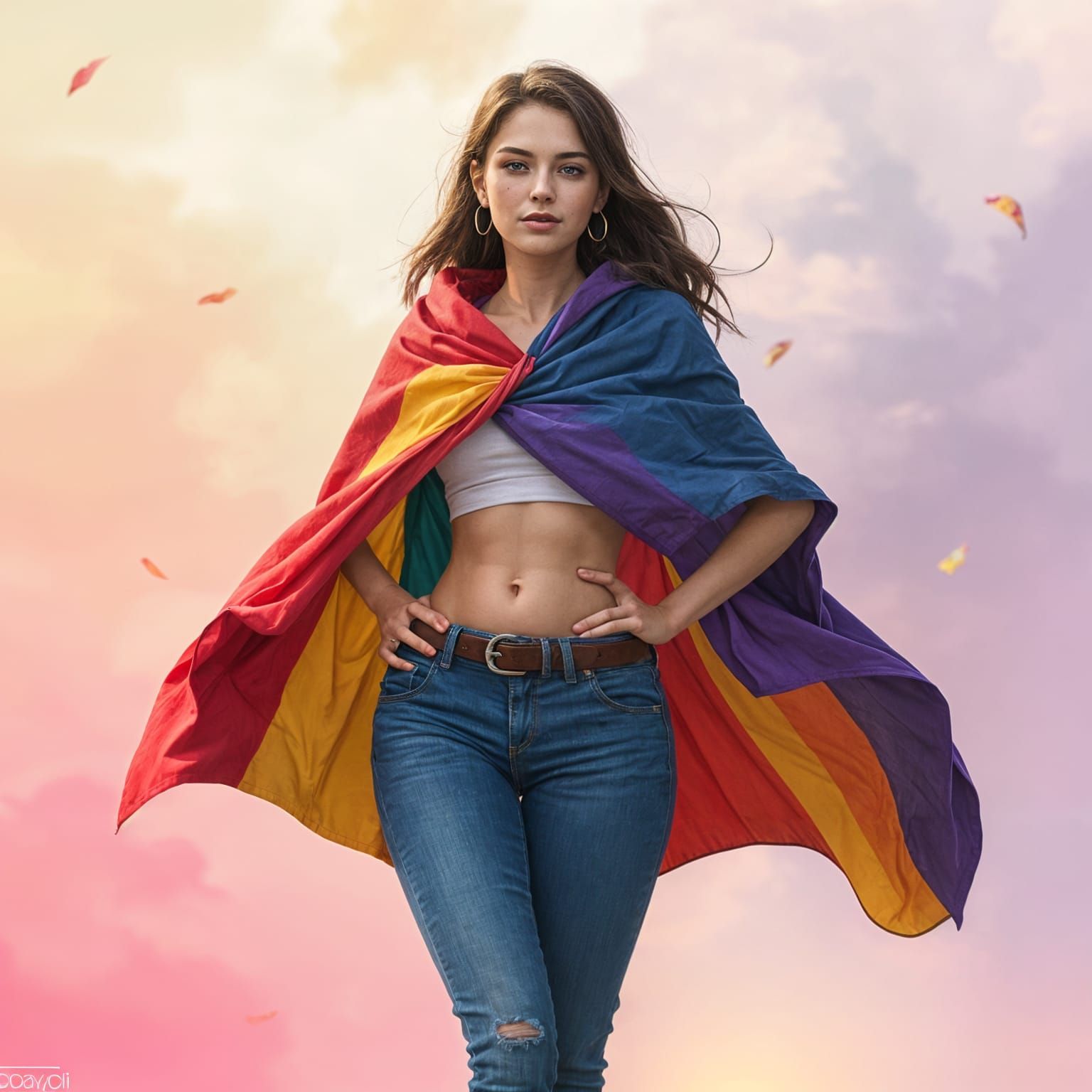 Woman Wrapped in Bisexual Pride Flag