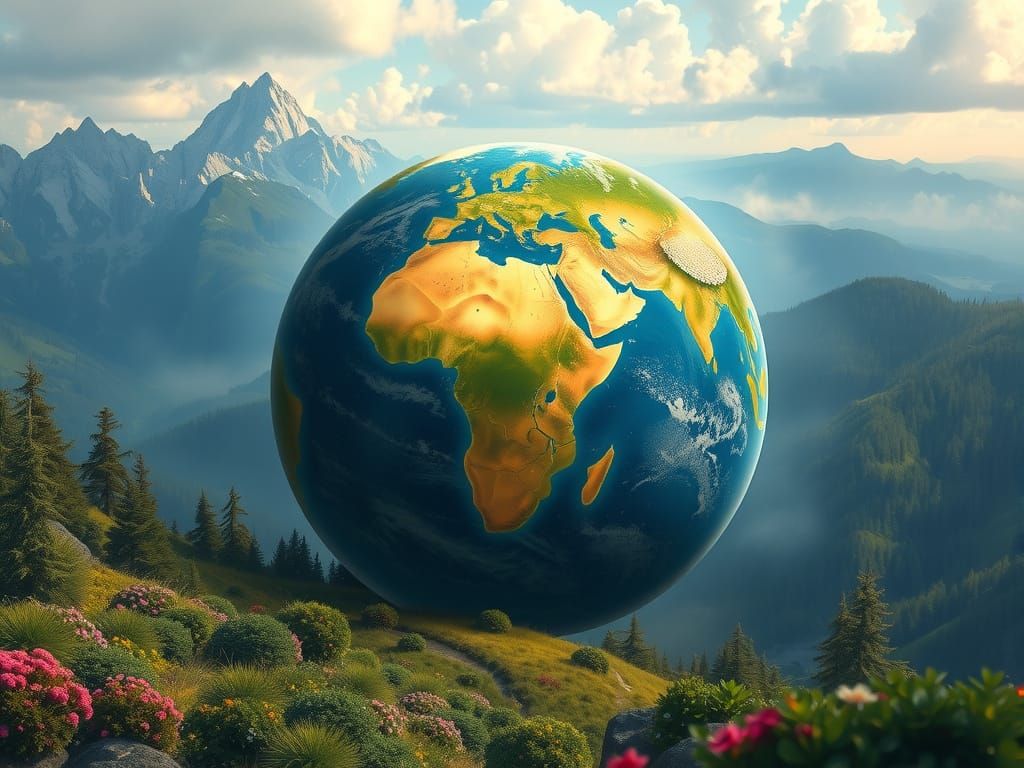 Thriving Earth: Serene Oil Painting in 8K Resolution