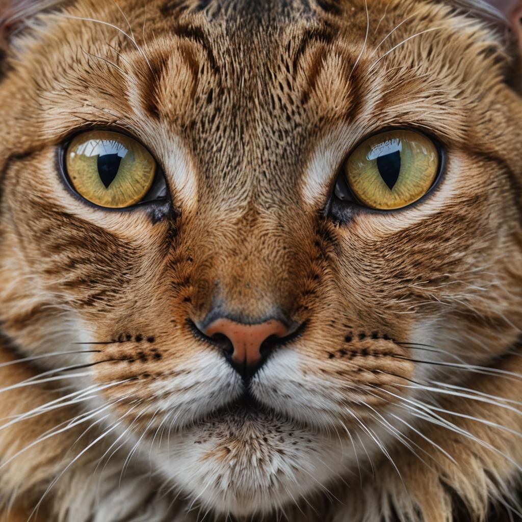 Macro Cat Face Close-up in National Geographic Style