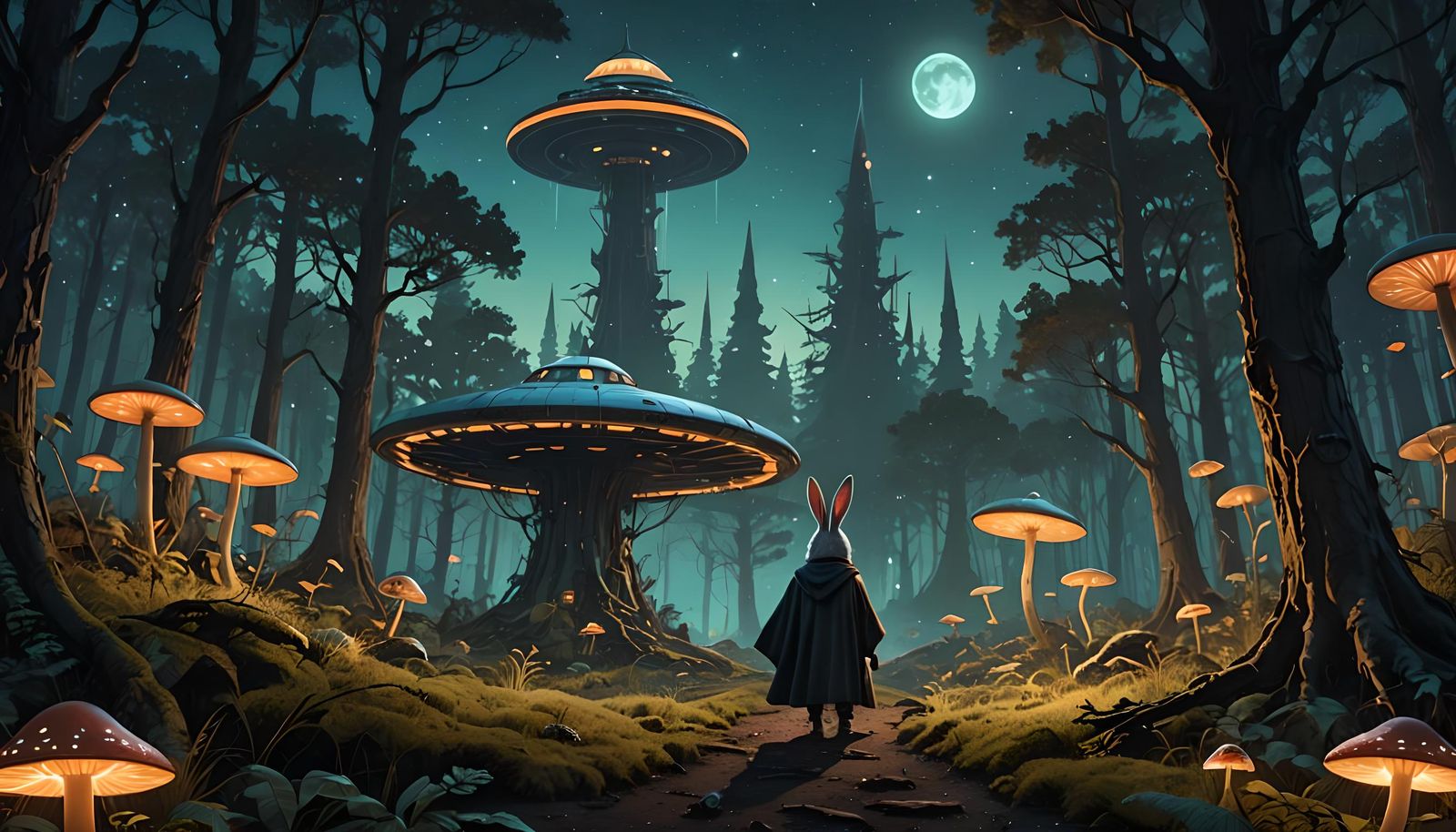 Halloween Bunny and Flying Saucer Concept Art