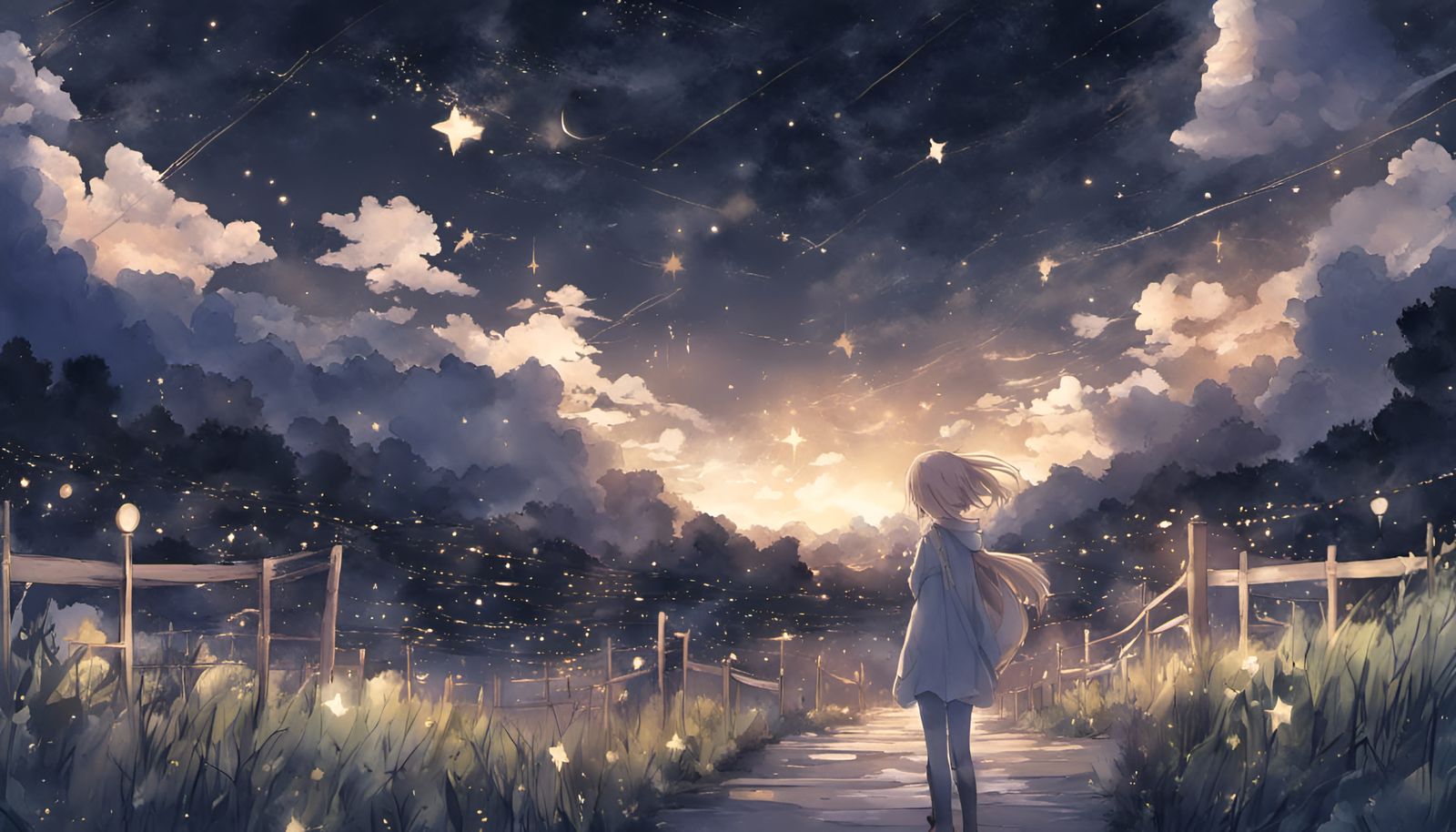 Anime Style Starry Night Sky