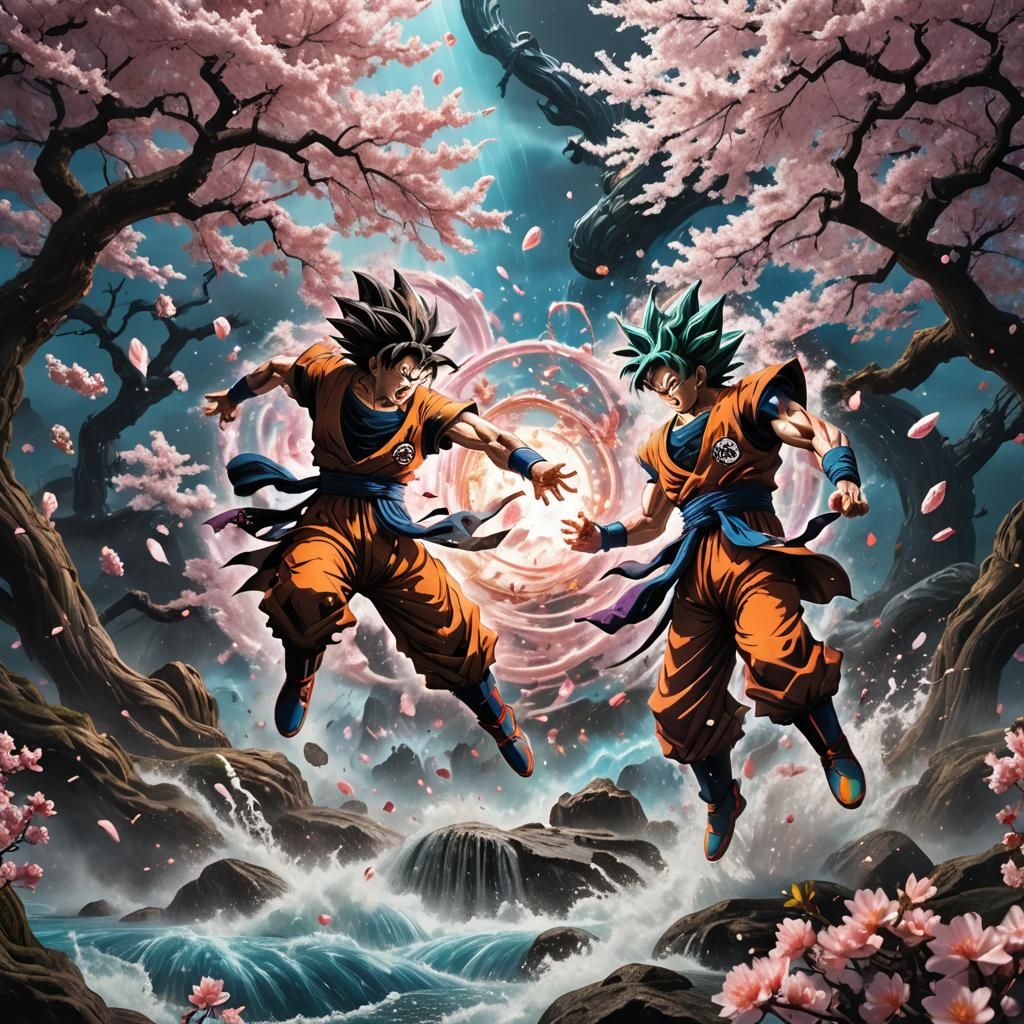 Goku and Tanjiro Clash: Anime Battle in Digital Art