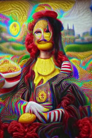 Psychedelic Ronald McDonald Mona Lisa Parody in 8K