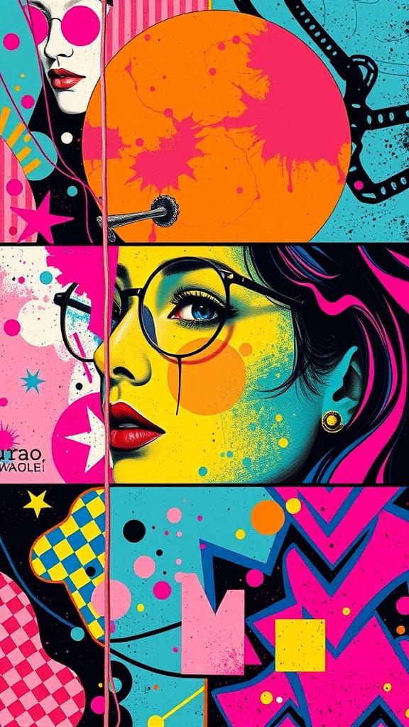 Vibrant Pop-Art Triptych Inspired by Trip-Hop