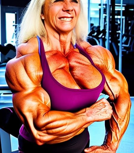 Extremely Muscular Bodybuilder Grandma
