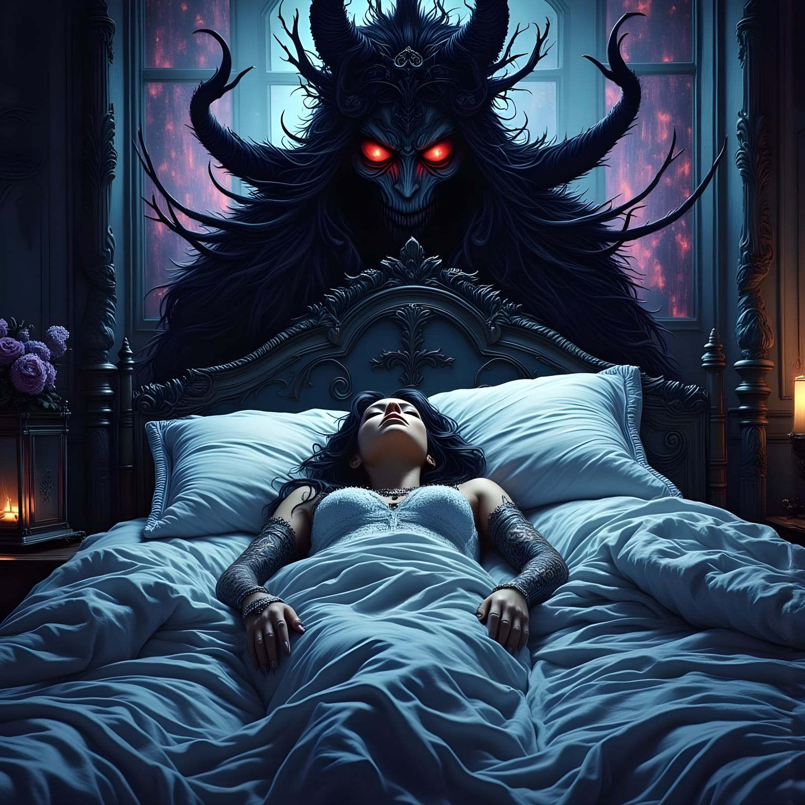 Nightmare Apparition in Art Nouveau Style