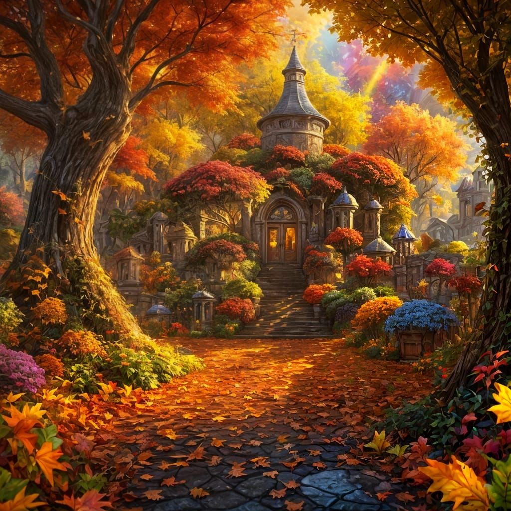 Fantasy Garden in Autumn, Digital Art