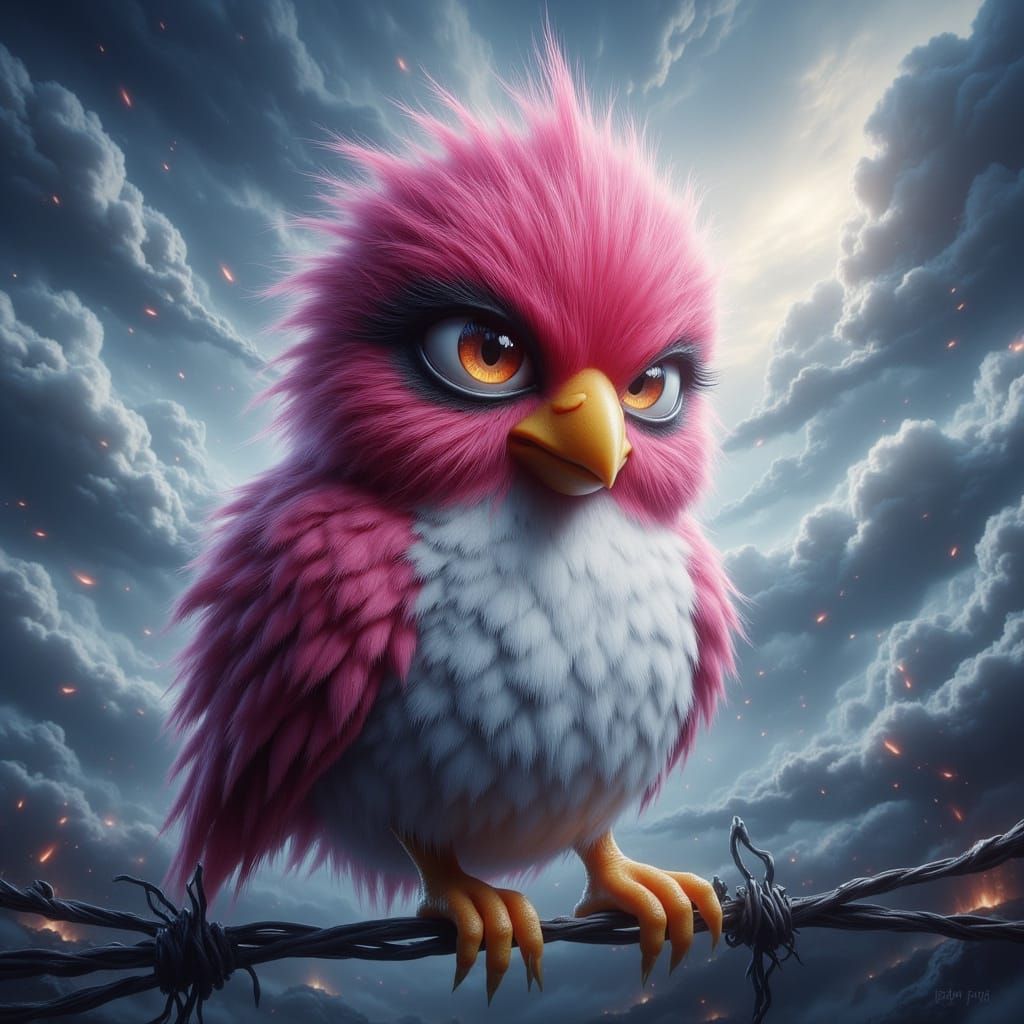 Ominous Whimsy Bird in Airbrush Art