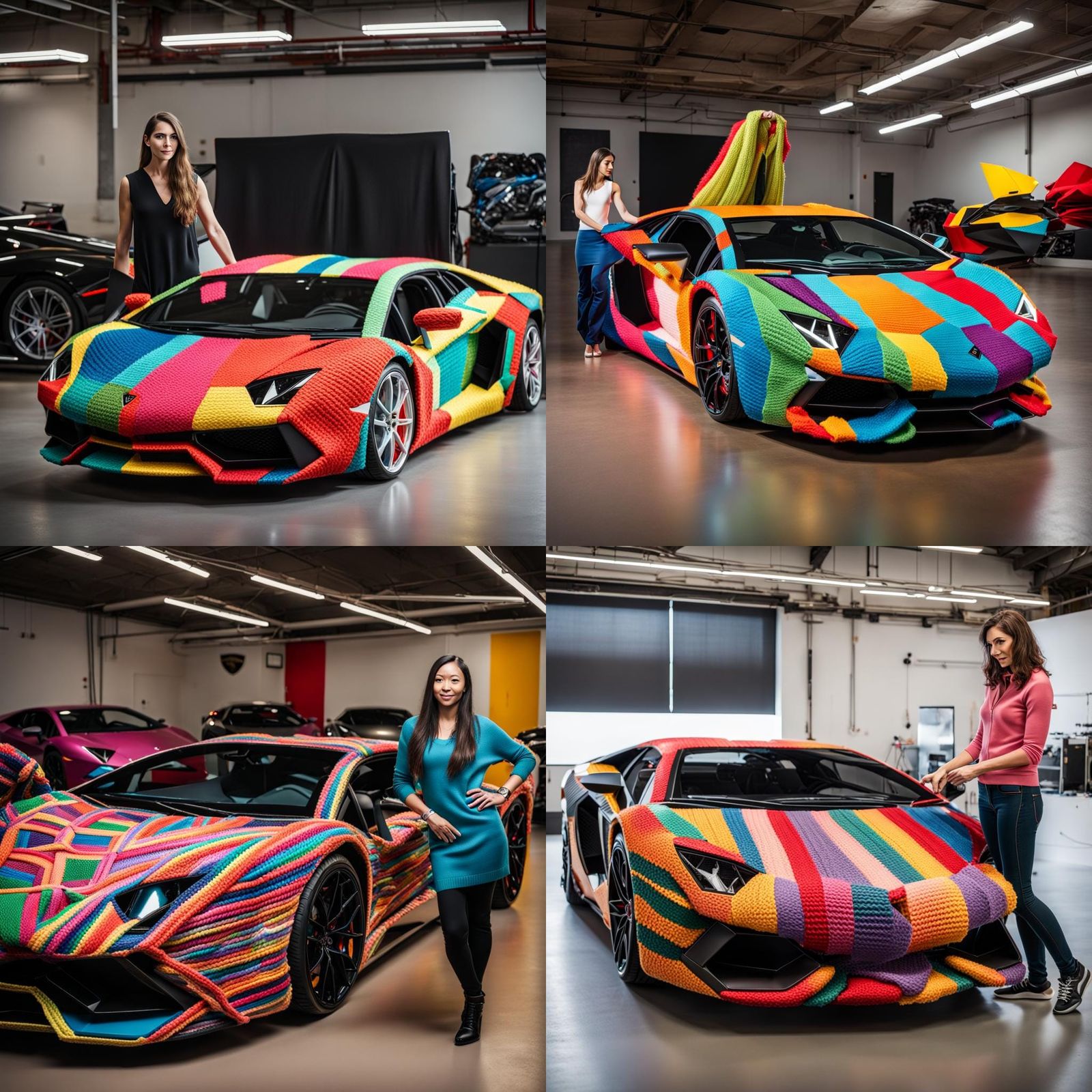 Woman Knits Colorful Cover for Lamborghini Aventador