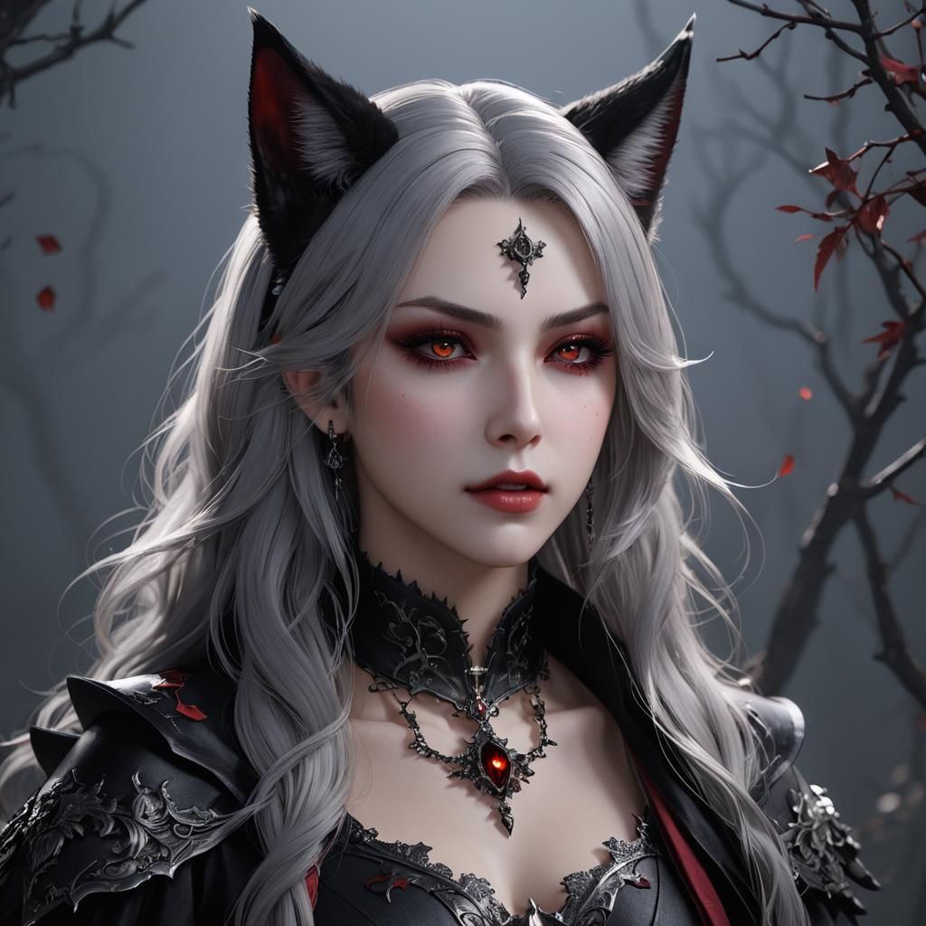 Beautiful Vampwolf in 3D Anime Style