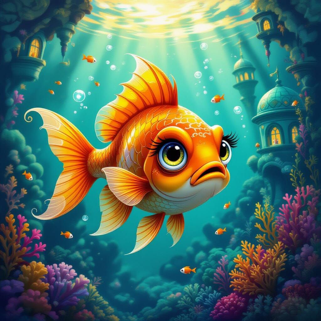 Grumpy Orange Fish in Magical Coral City