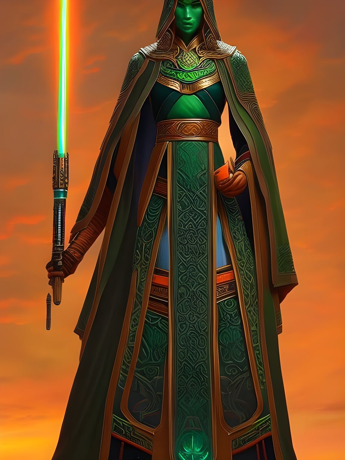 Detailed Gungan Jedi Portrait in Fantasy Art Style