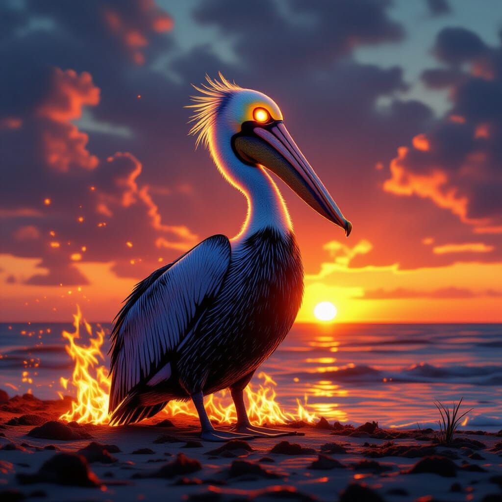 Radiant Pelican on Burning Earth: Fantasy Concept Art