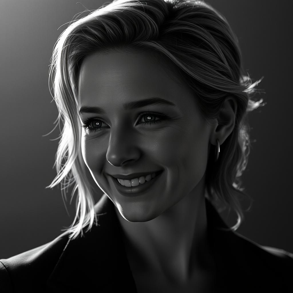 Melancholic Portrait with Dramatic Lighting and Elegant Line...