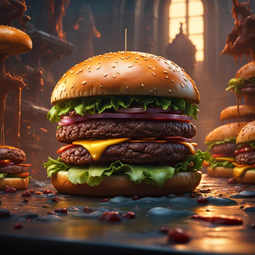 Fantastical Burger: Detailed Matte Painting