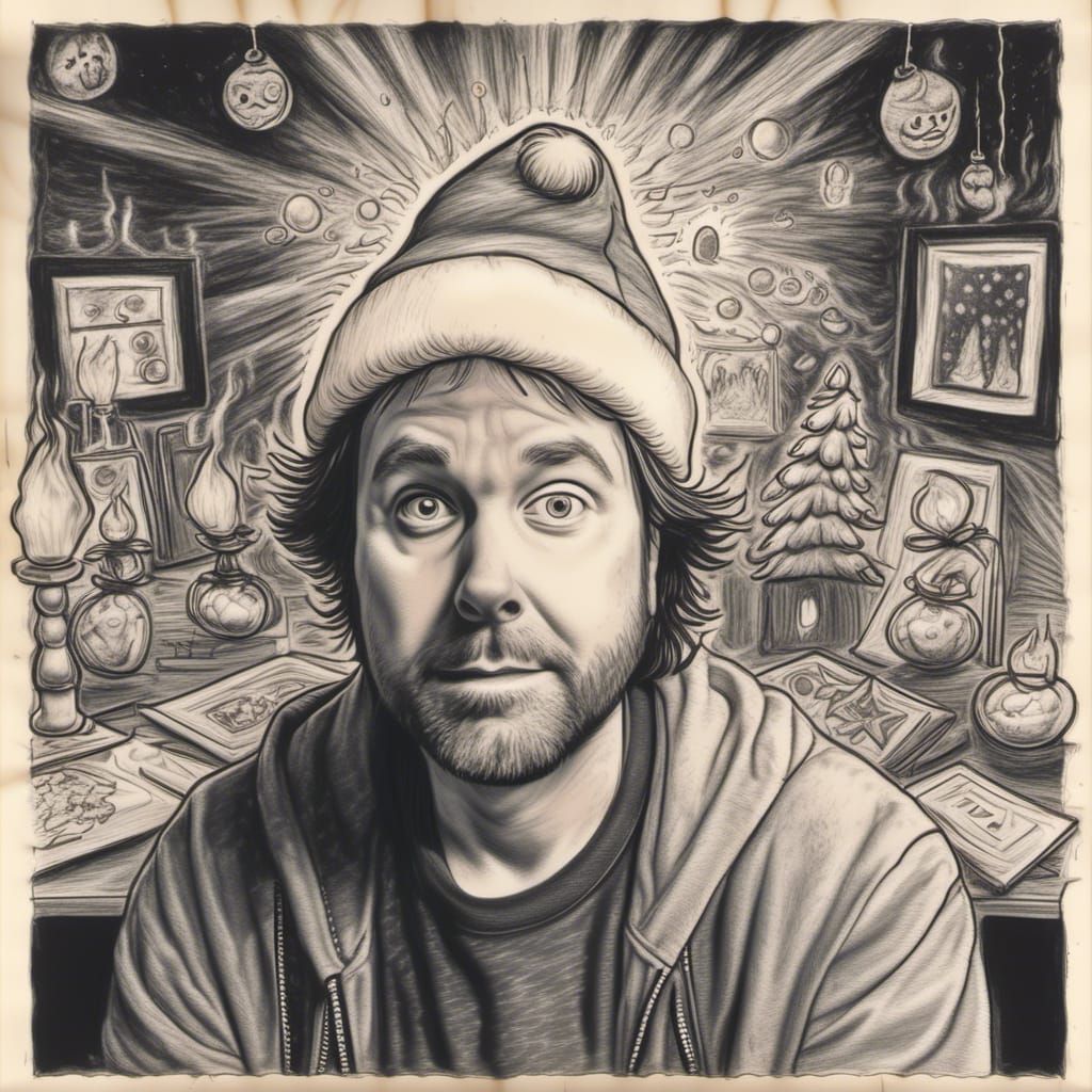 John Ritter Nervous in Burning Santa Hat