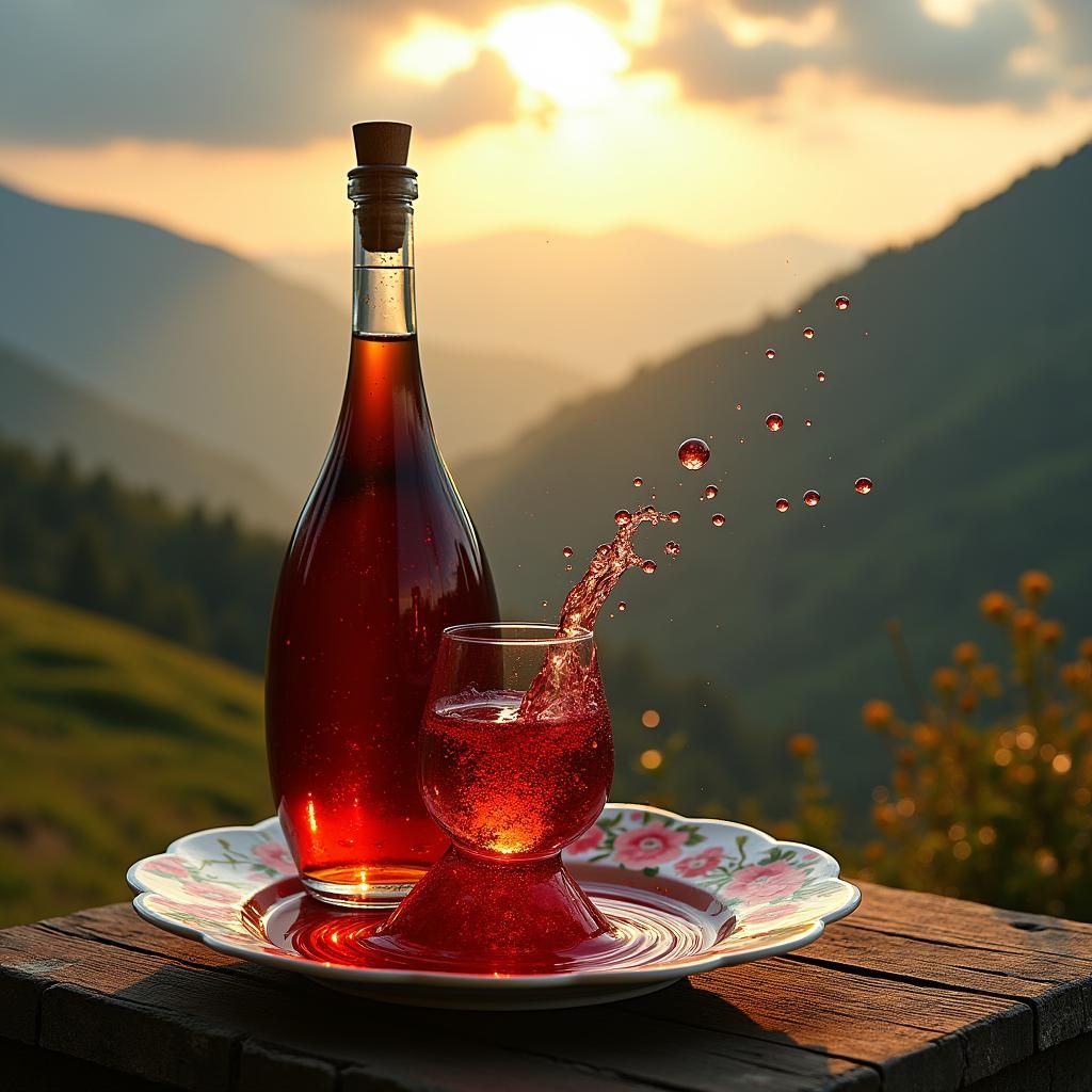 Wine Bottle in a Hyperrealistic Art Style